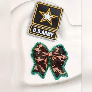 Flatbacks Acrylic Army Camo Bow Camouflage US Badge Crafts Keychain Journal